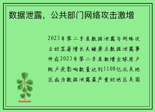 数据泄露，公共部门网络攻击激增 